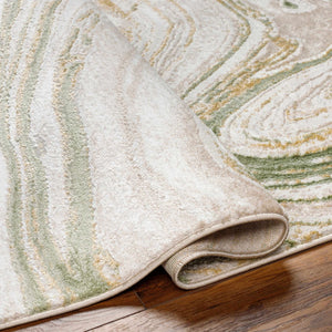 8'10" x 12" Chloe-Anne Modern Abstract Marble Design Green Area Rug