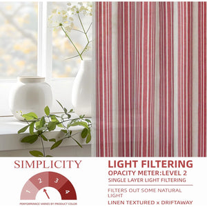 Chris Striped Linen Blend Textured Light Filtering Semi Sheer Rod Pocket Back Tab Curtains (Set of 2)