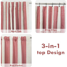 Load image into Gallery viewer, Chris Striped Linen Blend Textured Light Filtering Semi Sheer Rod Pocket Back Tab Curtains (Set of 2)