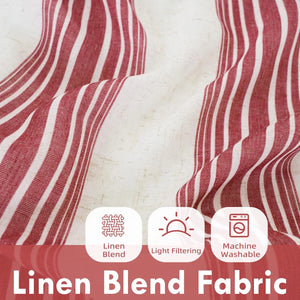 Chris Striped Linen Blend Textured Light Filtering Semi Sheer Rod Pocket Back Tab Curtains (Set of 2)