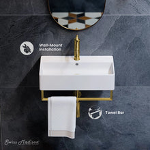Load image into Gallery viewer, Claire Ceramic Rectangular Wall Mount Bathroom Sink with Overflow SM-WS344BGT