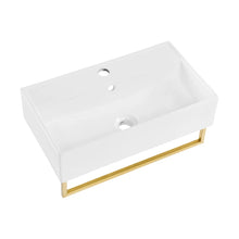 Load image into Gallery viewer, Claire Ceramic Rectangular Wall Mount Bathroom Sink with Overflow SM-WS344BGT