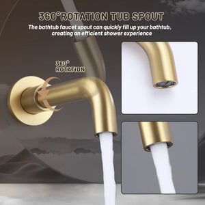 Tub Shower Faucet Set Complete Rain Shower System with Tub Spout