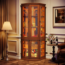 Load image into Gallery viewer, Corner Bar Storage Cabinet, 70" Tall Industrial Wine Cabinet With Lights