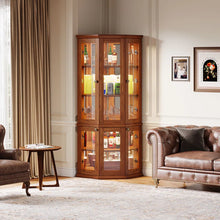 Load image into Gallery viewer, Corner Bar Storage Cabinet, 70" Tall Industrial Wine Cabinet With Lights