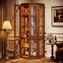 Load image into Gallery viewer, Corner Bar Storage Cabinet, 70" Tall Industrial Wine Cabinet With Lights