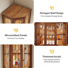 Load image into Gallery viewer, Corner Bar Storage Cabinet, 70" Tall Industrial Wine Cabinet With Lights