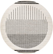 Load image into Gallery viewer, 5&#39;3&quot; ROUND Corum Abstract Black/Ivory Area Rug