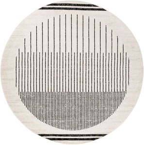 5'3" ROUND Corum Abstract Black/Ivory Area Rug