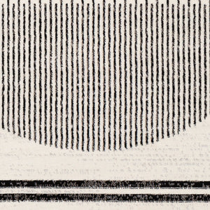 5'3" ROUND Corum Abstract Black/Ivory Area Rug