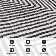 Load image into Gallery viewer, 5' x 7' Cream Black Modern Maze Area Rug