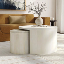 Load image into Gallery viewer, Cyrus Solid Wood Drum 2 Nesting Tables Set with Storage