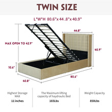 Load image into Gallery viewer, Daizia Lift Up Storage Platform Bed with Wingback Headboard TWIN