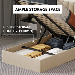 Daizia Lift Up Storage Platform Bed with Wingback Headboard TWIN