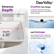 Load image into Gallery viewer, DeerValley Ally 21&quot; X 15&#39;&#39; Rectangular Vitreous China Undermount Bathroom Sink with Overflow
