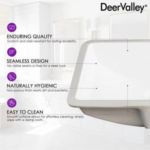 DeerValley Ally 21" X 15'' Rectangular Vitreous China Undermount Bathroom Sink with Overflow