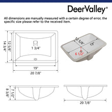 Load image into Gallery viewer, DeerValley Ally 21&quot; X 15&#39;&#39; Rectangular Vitreous China Undermount Bathroom Sink with Overflow
