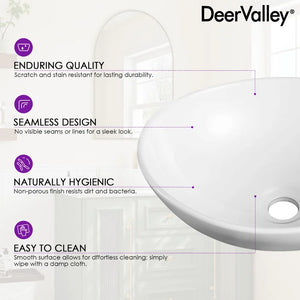 DeerValley Horizon 16" x 13'' Oval Vitreous China Vessel Bathroom Sink