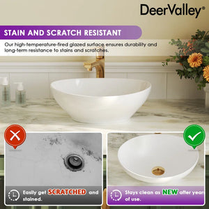 DeerValley Horizon 16" x 13'' Oval Vitreous China Vessel Bathroom Sink
