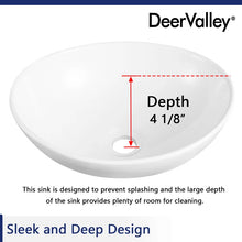 Load image into Gallery viewer, DeerValley Horizon 16&quot; x 13&#39;&#39; Oval Vitreous China Vessel Bathroom Sink