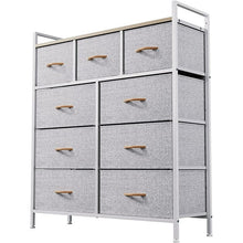 Load image into Gallery viewer, DEXTRUS 9-Drawer Fabric Dresser for Adults, Storage Tower Organizer for Bedroom &amp; Closet, Light Grey