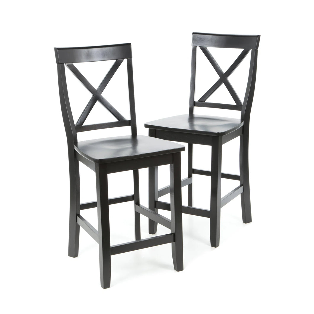 Diamondback Solid Wood Counter Stool (Set of 2), Black