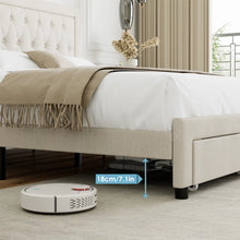 Load image into Gallery viewer, Emanuell Linen Upholstered Platform Bed with 2 Drawers, Storage Bed Frame With Tufted &amp; Height-Adjustable Headboard, KING/BEIGE