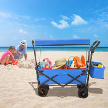 Load image into Gallery viewer, Extra Large Collapsible Wagon W/removable Canopy, 250lbs Foldable Garden Cart W/rear Storage, Big Wheel&amp;adjustable Handles