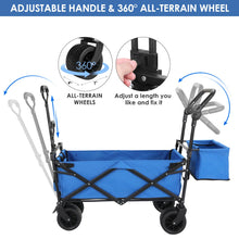 Load image into Gallery viewer, Extra Large Collapsible Wagon W/removable Canopy, 250lbs Foldable Garden Cart W/rear Storage, Big Wheel&amp;adjustable Handles