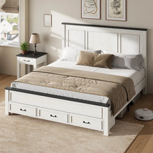 Load image into Gallery viewer, KING Farmhouse Wood Platform Bed Frame With 52.2&quot; Tall Headboard, Large Storage Drawers