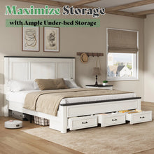 Load image into Gallery viewer, KING Farmhouse Wood Platform Bed Frame With 52.2&quot; Tall Headboard, Large Storage Drawers