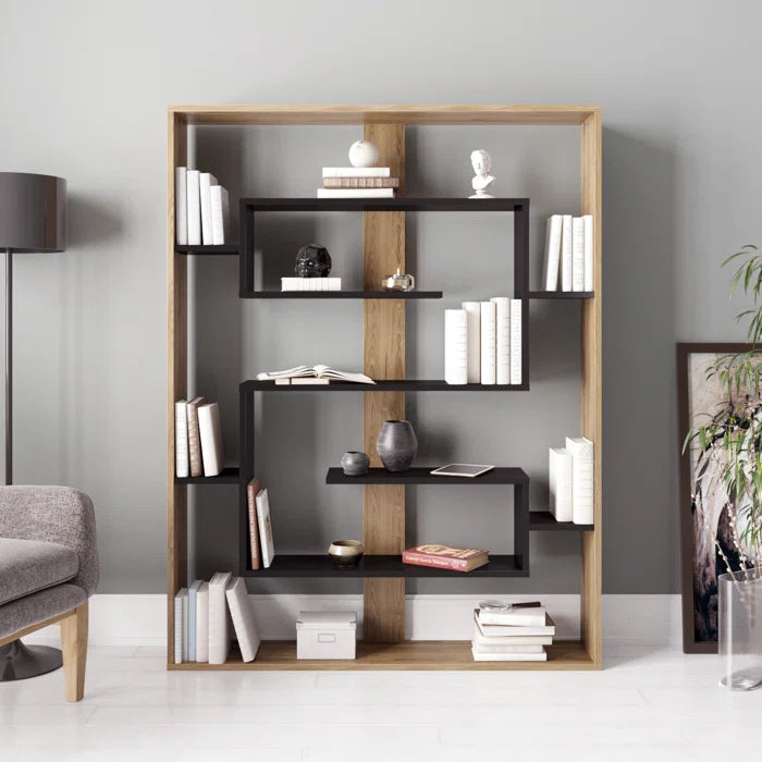 Fembra Geometric Bookcase, Oud Oak/Black