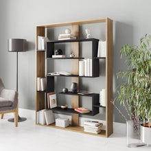 Load image into Gallery viewer, Fembra Geometric Bookcase, Oud Oak/Black