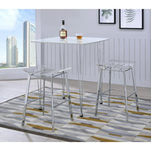 Load image into Gallery viewer, Fox Hill Trading Acrylic Artina Saddle Seat Chrome Bar Stools, Chrome (Set of 2)