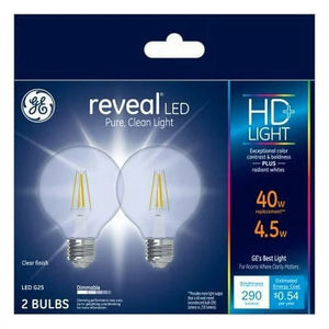 2pk LED Bulb Reveal G25 E26 (Medium) Soft White 40 W Clear