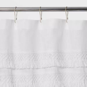Macramé Fringe Shower Curtain Cream - Threshold™