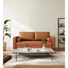 Load image into Gallery viewer, 58&quot; Upholstered Faux Leather Square Arm Sofa - Tree City