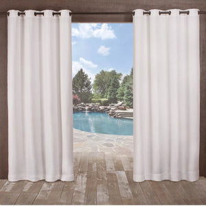 84" Set of 2 Delano Indoor/Outdoor Heavy Textured Grommet Top Light Filtering Window Curtain Panels - Exclusive Home