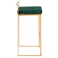 Load image into Gallery viewer, 31&quot; Fuji Contemporary Glam Stackable Barstools (Set of 2) Gold/Green Velvet - Lumisource