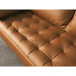58" Upholstered Faux Leather Square Arm Sofa - Tree City