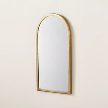 Load image into Gallery viewer, Arched 9” x 17” Metal Frame Wall Mirror Brass Finish - Hearth &amp; Hand™ with Magnolia
