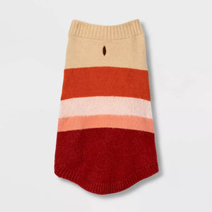 Fuzzy Stripe Dog and Cat Sweater - Deep Orange and Burgundy - Boots & Barkley™