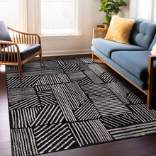 Load image into Gallery viewer, 7&#39;10&quot; x 10&#39; World Rug Gallery Contemporary Boho Stripes Area Rug: Geometric Pattern, Low Loop Pile, Stain &amp; Fade Resistant