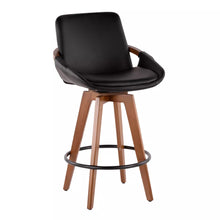 Load image into Gallery viewer, 26&quot; Cosmo Mid-Century Modern Counter Height Stool Black/Walnut - LumiSource