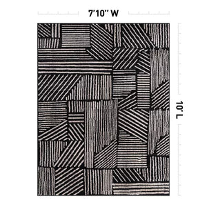 7'10" x 10' World Rug Gallery Contemporary Boho Stripes Area Rug: Geometric Pattern, Low Loop Pile, Stain & Fade Resistant