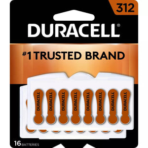 Duracell Size 312 Hearing Aid Batteries - 16 Pack - Easy-Fit Tab