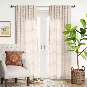 84"L Light Filtering Clipped Textured Curtain Panels (Set of 2) - Threshold™