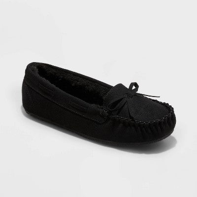 Kids Cadi Moccasin Slippers - Cat & Jack™ Black Size 2