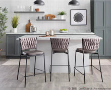 Load image into Gallery viewer, 25.5&quot; Tania Faux Leather/Polyester Counter Height Stools (Set of 2) Black/Gray/Light Brown - LumiSource