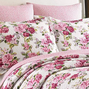 2 PC Twin Laura Ashley Lidia Quilt Set Pink